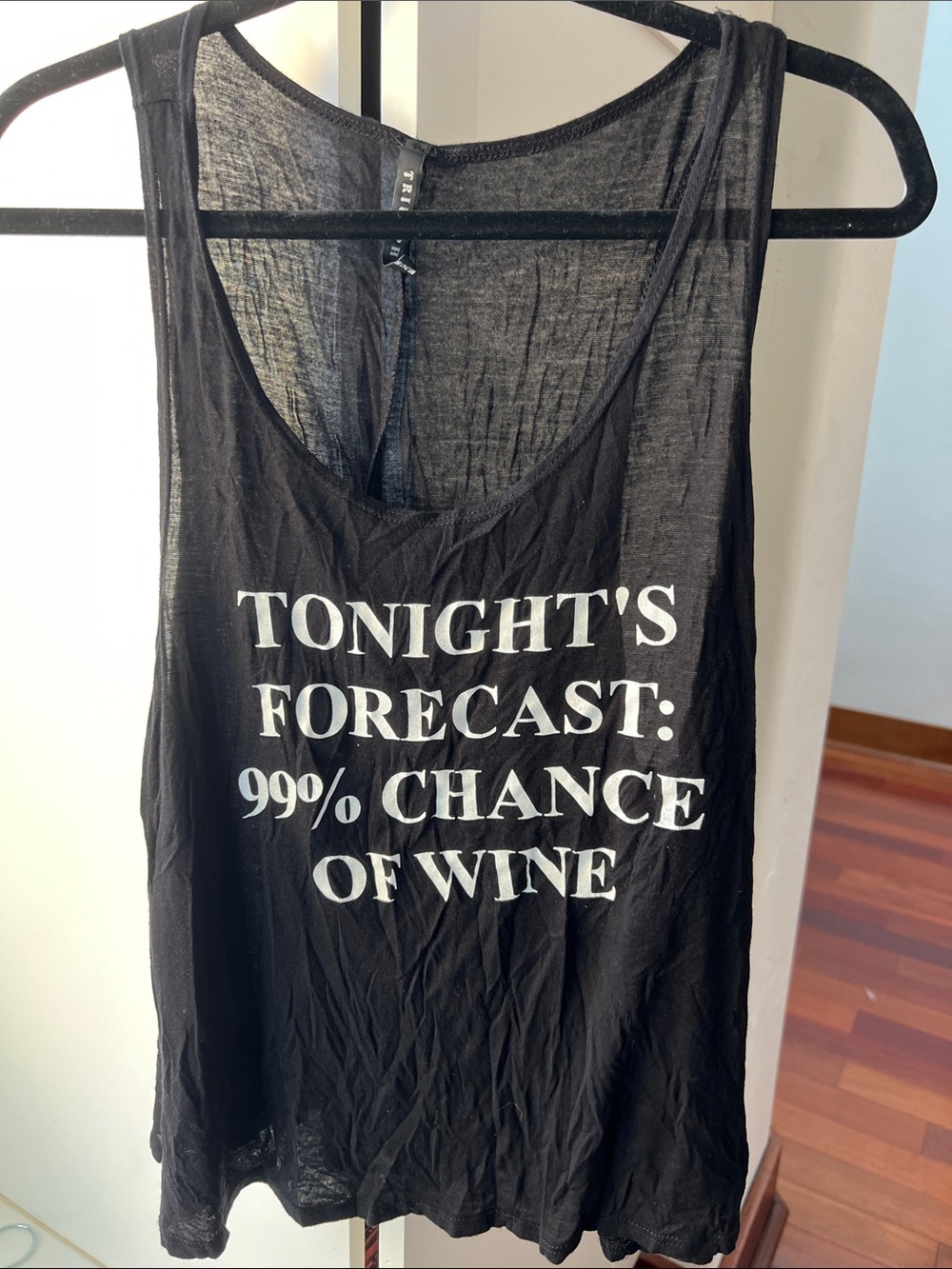 Triumph Black Graphic Tank Top with White Slogan